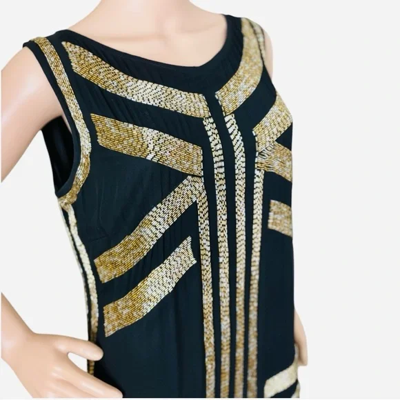 Patra | Black and Gold Beaded Dress - Picture 6 of 9